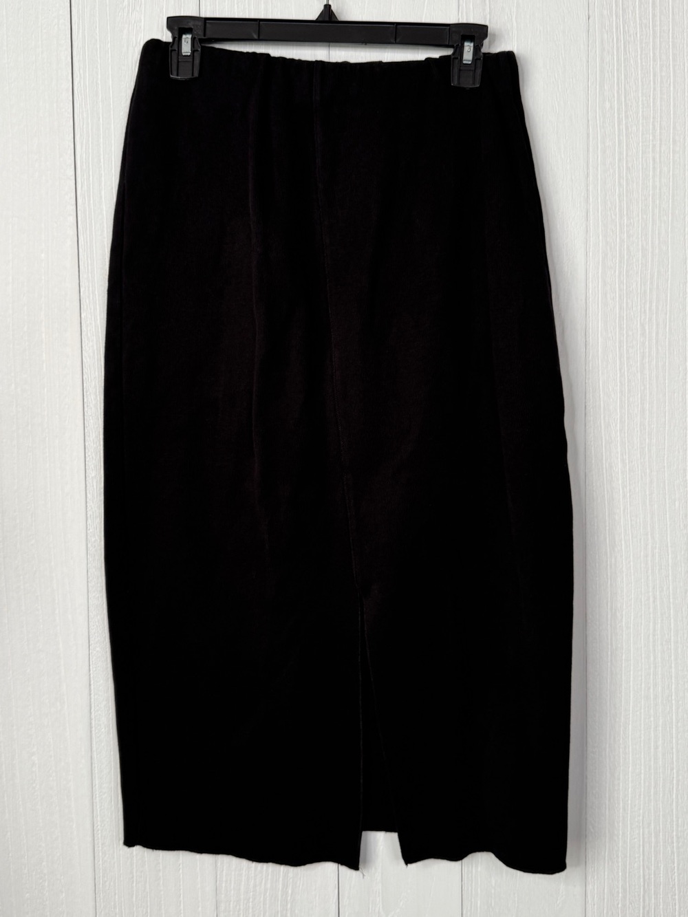 Zara Black Ribbed Knit Midi Pencil Skirt Size L